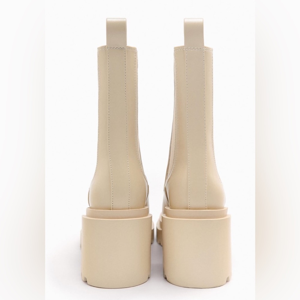 Zara Off White Heeled Boots with Lug Soles - Picture 11 of 11